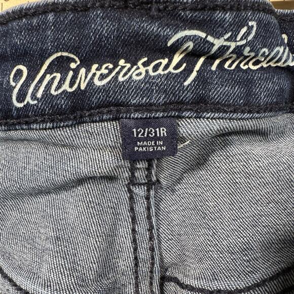 Universal Thread Mid Rise Skinny Jeans Women's 12/31R Dark Blue Distressed - Picture 3 of 7
